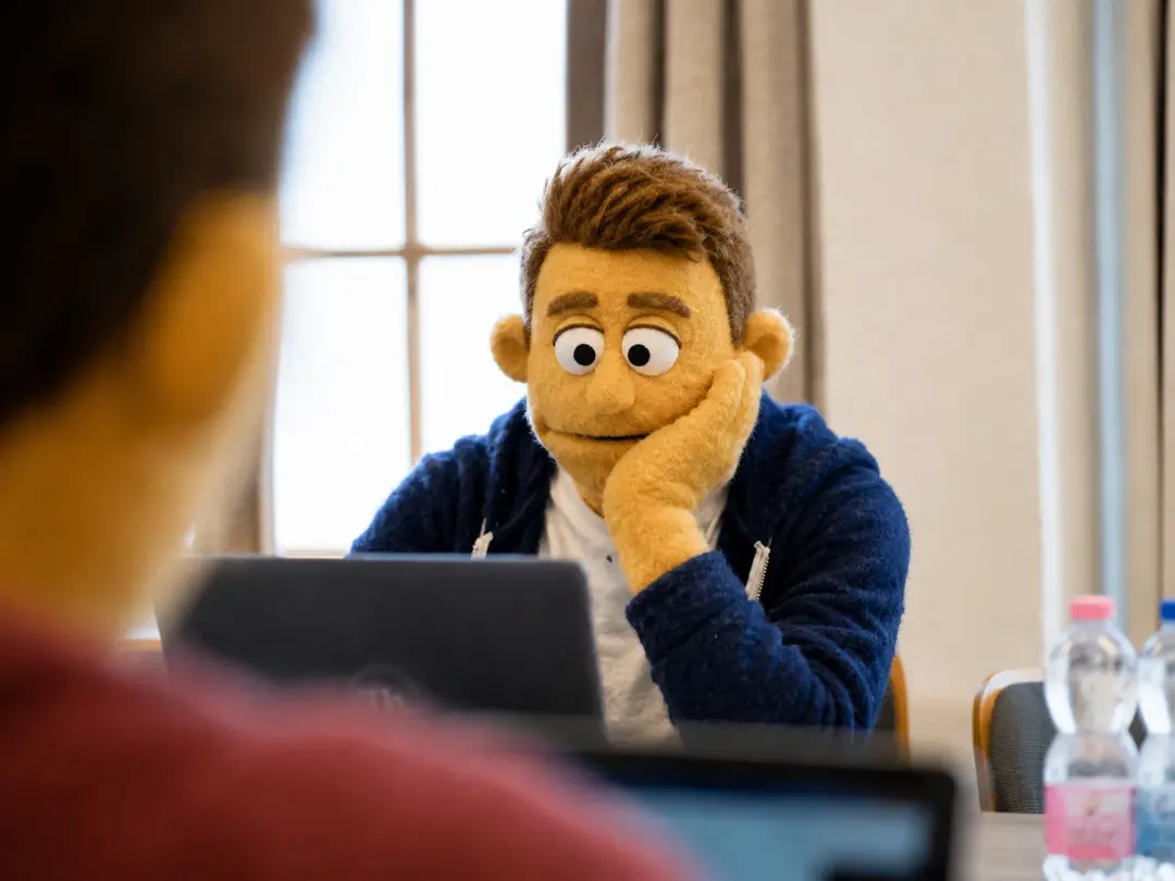A person reviewing notes